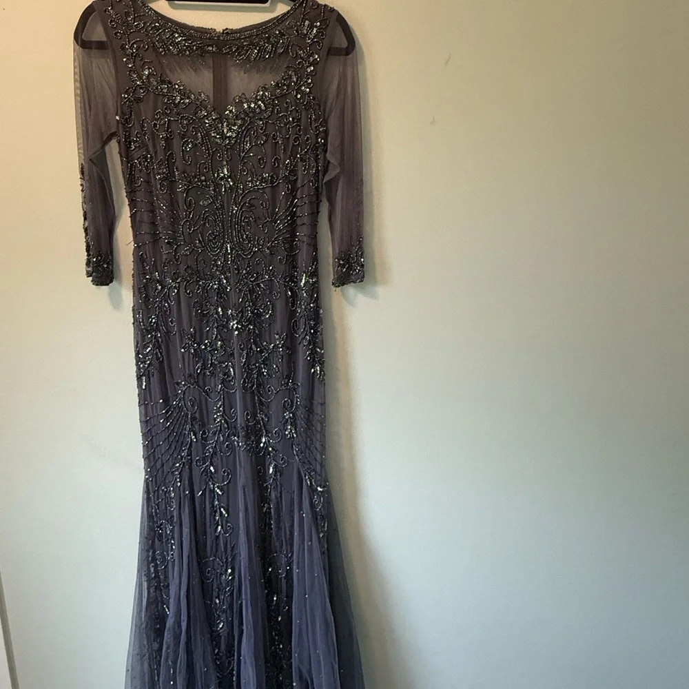 Pisarro Nights Gray Sequin Embellished Gown - Picture 5 of 5